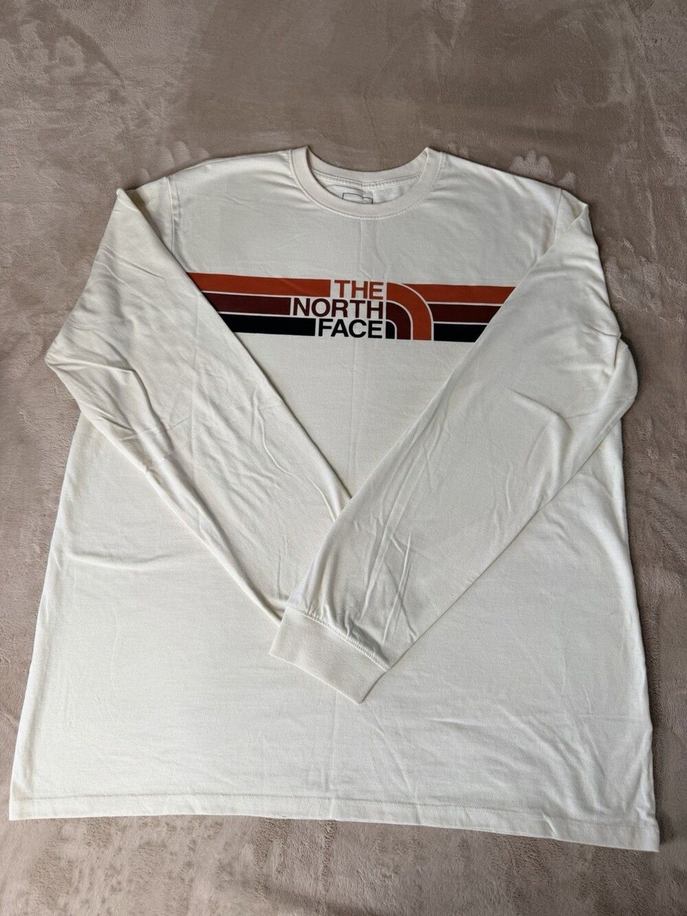 The North Face Long Sleeve T-Shit Men XL Off White Graphic Logo Standard Fit